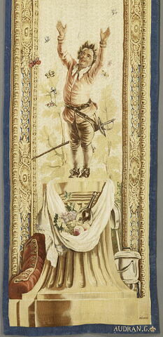 Entre-fenêtre : Sancho, de la tenture de l'Histoire de Don Quichotte aux armes de la famille d'Argenson, image 3/6