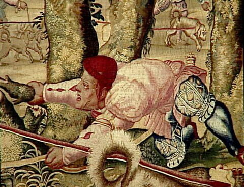 Le mois d'Août, le signe de la Vierge ou le Limier, entrefenêtre de la tenture des Chasses de Maximilien, image 6/8