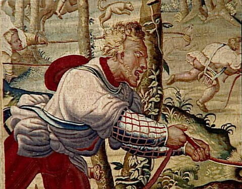 Le mois d'Août, le signe de la Vierge ou le Limier, entrefenêtre de la tenture des Chasses de Maximilien, image 7/8
