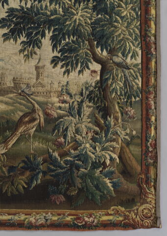 Paysage avec architectures et oiseau