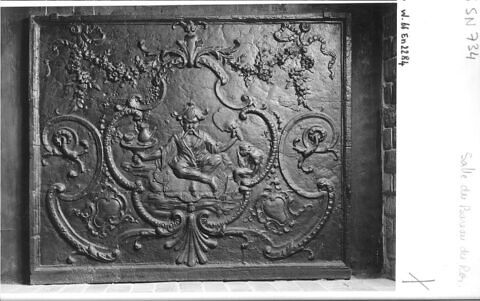 Plaque de cheminée : Le thé, chinoiserie d'après Boucher