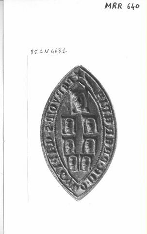 Matrice de sceau en navette avec son épreuve de cire rouge : Chapitre de Presles, image 6/6