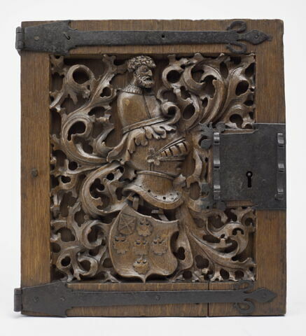 Deux vantaux d'un dressoir aux armes de Jerôme van der Noot et Marie de Nassau