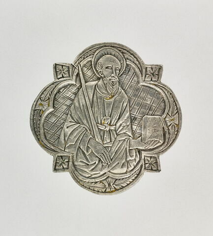 Plaquette quadrilobée provenant d'une croix, d'un ensemble de quatre : saint Paul