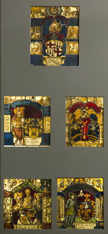 Panneau rectangulaire aux armes de Peter Tammann et de Barbe von Fleckenstein
Dans les angles supérieurs : saint Pierre et sainte Barbe, image 2/2