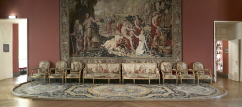Canapé à joues, d'une suite de deux (avec OA 10506 2) et de huit fauteuils 