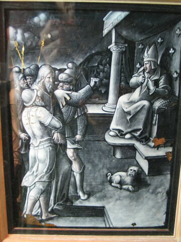 Plaque : Le Christ devant Caïphe, d'une série de dix "La Passion du Christ" (OA 11134 à OA 11143)