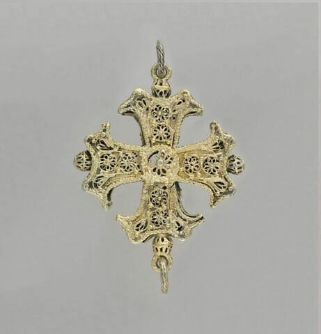 Croix de Malte en argent filigrané et doré, image 2/2