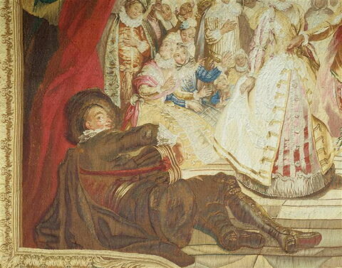 Le Bal de Barcelone, de la tenture de l'Histoire de Don Quichotte aux armes de la famille d'Argenson du  comte d'Argenson, image 12/17