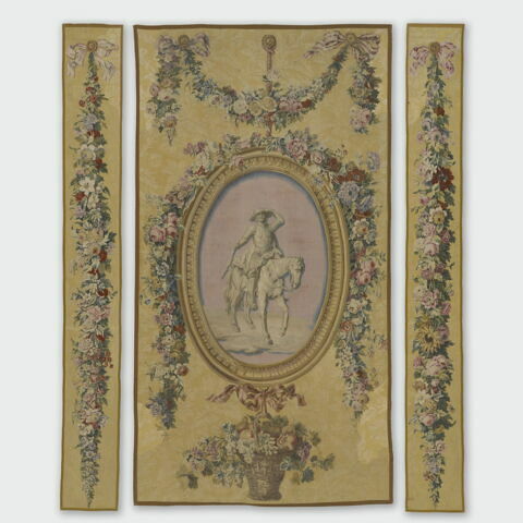 Entre-fenêtre : Don Quichotte à cheval, de la tenture de l'Histoire de Don Quichotte tissée pour le baron de Breteuil, image 2/3