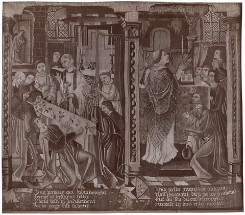 Deux miracles de l’hostie : La  mort d’un sacrilège et La Punition d’un mauvais prêtre, de la tenture L'Histoire du saint Sacrement, image 7/7