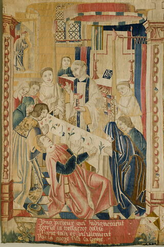 Deux miracles de l’hostie : La  mort d’un sacrilège et La Punition d’un mauvais prêtre, de la tenture L'Histoire du saint Sacrement, image 2/7