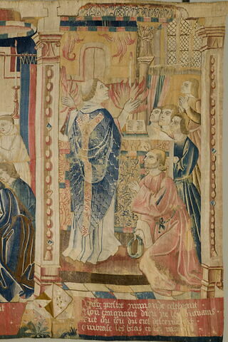 Deux miracles de l’hostie : La  mort d’un sacrilège et La Punition d’un mauvais prêtre, de la tenture L'Histoire du saint Sacrement, image 3/7