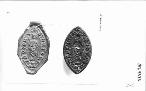 Matrice de sceau d'un prieur de Jaucourt avec son empreinte de cire rouge, image 5/5