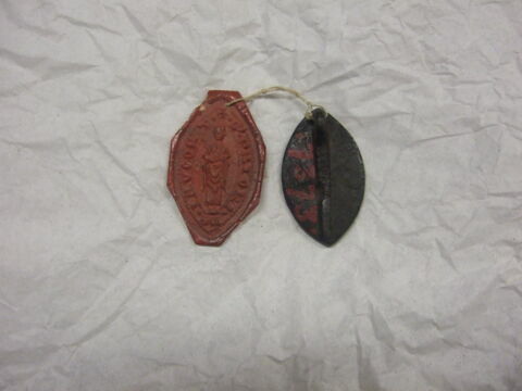 Matrice de sceau d'un prieur de Jaucourt avec son empreinte de cire rouge, image 4/5