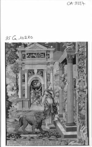 Saint Mammès venant se livrer au tribunal du gouverneur de la Cappadoce, de la tenture de l'histoire de saint Mammès, image 6/10