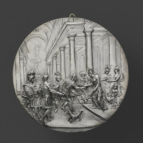 Plaque : Enée vient se présenter à Didon, reine de Carthage