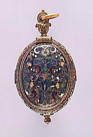 Montre ovale à plaques et côtés en émaux cloisonnés polychromes, image 8/8