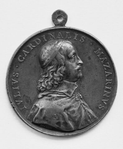 Médaille : Mazarin / Des cavaliers se faisant face dans une plaine