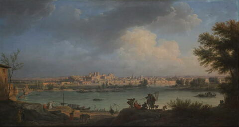 Vue d'Avignon, depuis la rive droite du Rhône, près de Villeneuve., image 2/3