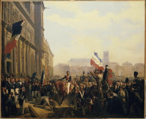 Louis-Philippe, duc d'Orléans, lieutenant général du royaume, arrive à l'Hôtel de ville de Paris, 31 juillet 1830., image 3/3