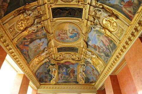 Plafond : Salle des Saisons - Diane et Actéon, au dessus de la corniche, côté sud, image 3/7