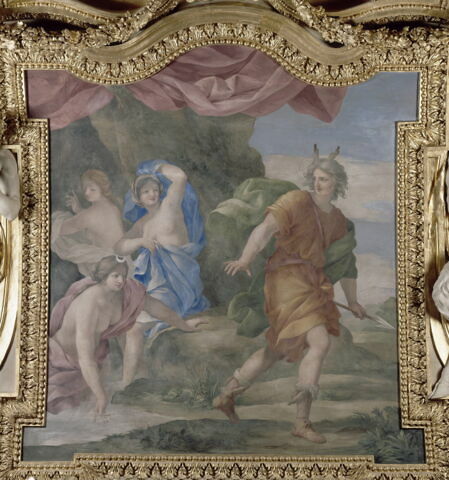 Plafond : Salle des Saisons - Diane et Actéon, au dessus de la corniche, côté sud, image 7/7