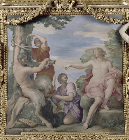 Plafond : Salle des Saisons -Apollon et Marsyas, au dessus de la corniche, côté ouest, image 7/7