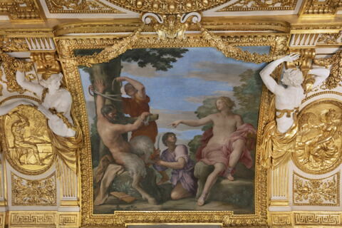 Plafond : Salle des Saisons -Apollon et Marsyas, au dessus de la corniche, côté ouest, image 2/7