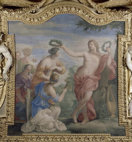 Plafond : Salle des Saisons -Apollon et les Muses,  au dessus de la corniche, côté nord,, image 9/9