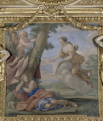 Plafond : Salle des Saisons -Diane et Endymion, au dessus de la corniche, côté est, image 5/7