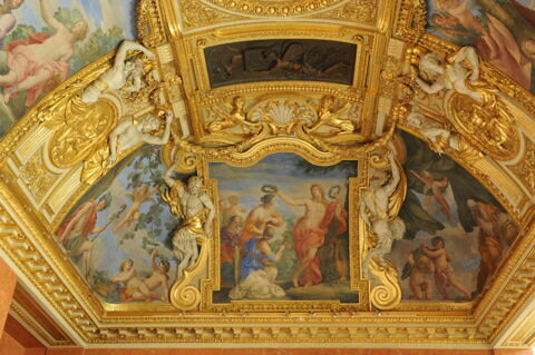 Plafond : Salle des Saisons -L'Eté, au dessus de la corniche, angle-ouest., image 3/8