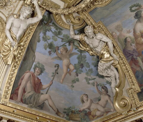 Plafond : Salle des Saisons -L'Automne, au dessus de la corniche, angle nord-ouest, image 6/6