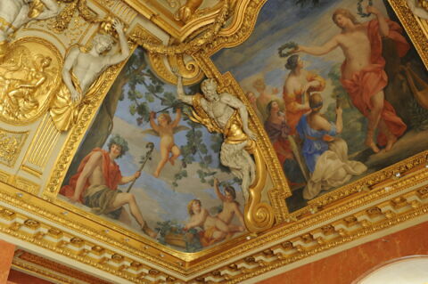 Plafond : Salle des Saisons -L'Automne, au dessus de la corniche, angle nord-ouest, image 4/6