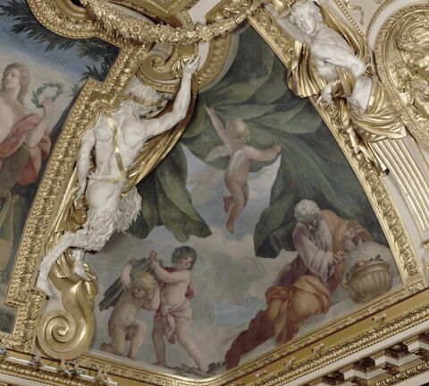 Plafond : Salle des Saisons -L'Hiver, au dessus de la corniche, angle nord-est, image 8/8