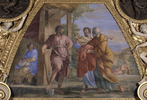 Plafond : Salle de Septime Sévère - Les députés du Sénat apportant la pourpre à Cincinnatus, au dessus de la corniche, côté nord., image 5/6