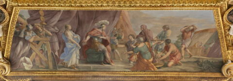 Plafond : Salle de Septime Sévère - La Continence de Scipion, au dessus de la corniche, côté est., image 3/15