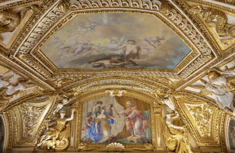 Plafond : Salle des Antonins - Esther et Assuérus, au dessus de la corniche, côté sud,, image 3/5
