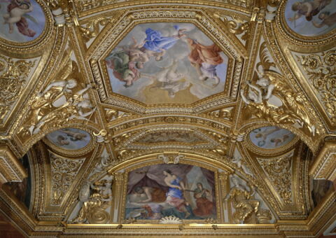 Plafond : Salle des Antonins - Judith et Holopherne, au dessus de la corniche, côté nord,, image 8/8