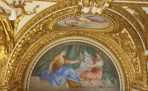 Plafond : Salle des Antonins - La Prudence et la Prévoyance, au dessus de la corniche, côté ouest, au centre., image 3/6