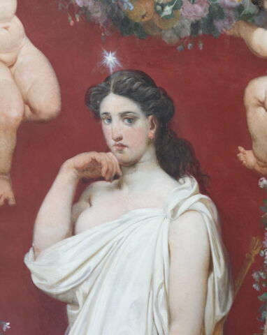 Plafond (quatre compartiments périphériques) : Deux figures allégoriques (La Vérité ; La Philosophie) et deux frises d'enfants jouant avec une guirlande de fleurs, image 5/7