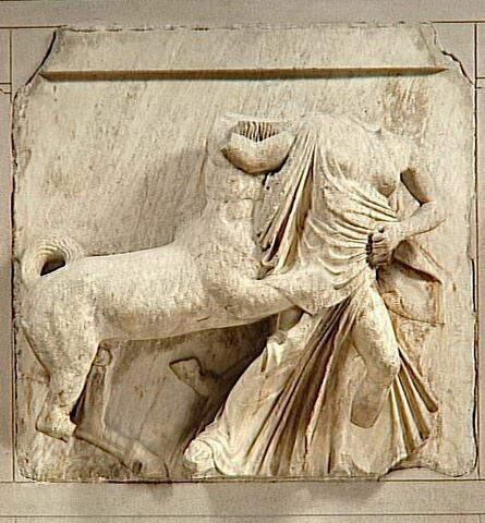 Dixième métope sud du Parthénon, centaure et femme lapithe, image 9/13