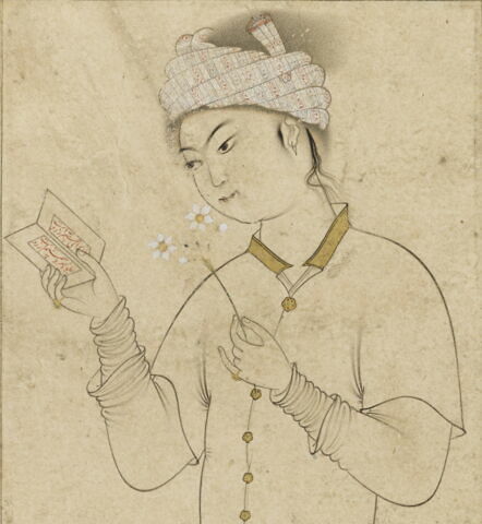 Jeune homme tenant un livre et un brin de narcisse, image 9/12