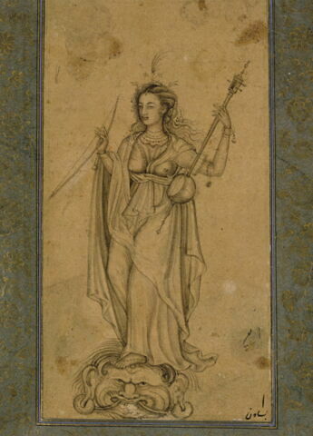 Missionnaire jésuite ; Femme debout sur une tête de monstre (page d'album), image 8/9