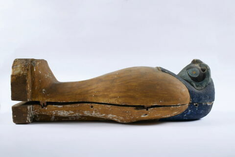 Cercueil miniature contenant une pseudo-momie d'Osiris, trois figurines de fils d'Horus et une boule magique ou scarabée, image 4/8