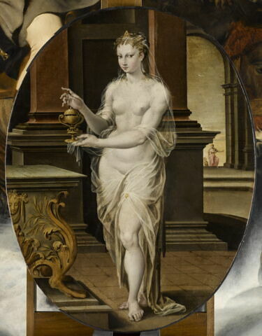 La reine Artémise s'apprêtant à avaler les cendres de son époux Mausole (?), image 2/3