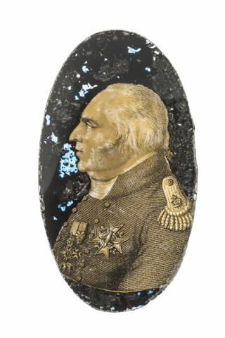 Plaque de verre églomisé avec portrait de Louis XVIII