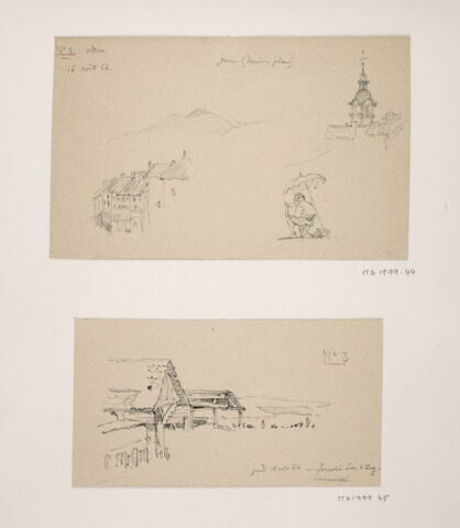 Album du "Voyage en Suisse". 1864, d'après Constant DUTILLEUX - Croquis à Olten un dessinateur " 16 août 1864"