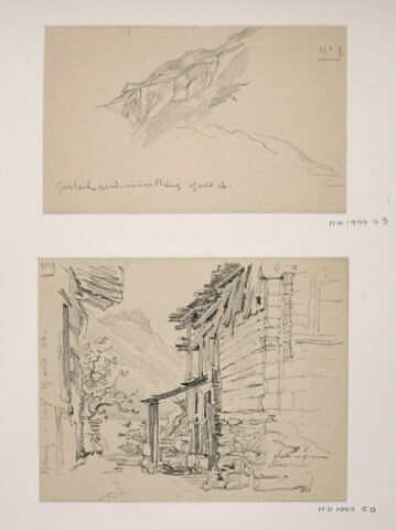 Album du "Voyage en Suisse". 1864, d'après Constant DUTILLEUX - Rue à Brienz "25 Août 1864"