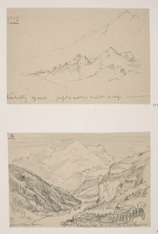 Album du "Voyage en Suisse". 1864, d'après Constant DUTILLEUX - Montagnes à Kandersteg "29 Août"